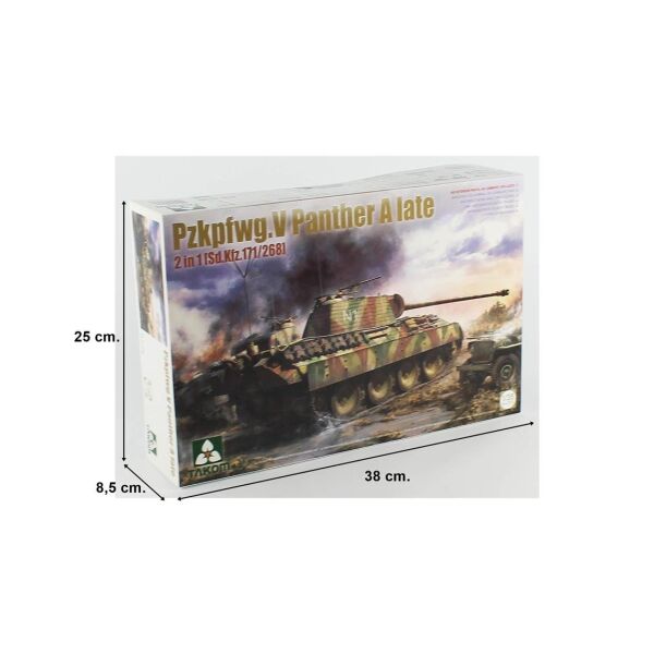 Takom 2176 1/35 Ölçek, Pzkpfwg.V Panther A Orta Sınıf, Geç Dönem Tankı( 2 in 1 [Sd.Kfz.171/268]), Plastik Model Kiti