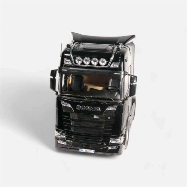 NZG 1019/22 1/18 Ölçek, Scania V8 730S Çekici (Siyah), Sergilemeye Hazır Metal Minibüs Modeli
