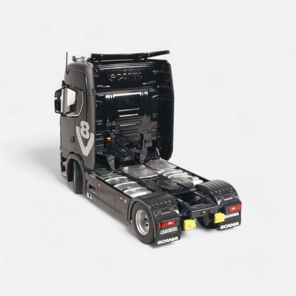 NZG 1019/22 1/18 Ölçek, Scania V8 730S Çekici (Siyah), Sergilemeye Hazır Metal Minibüs Modeli