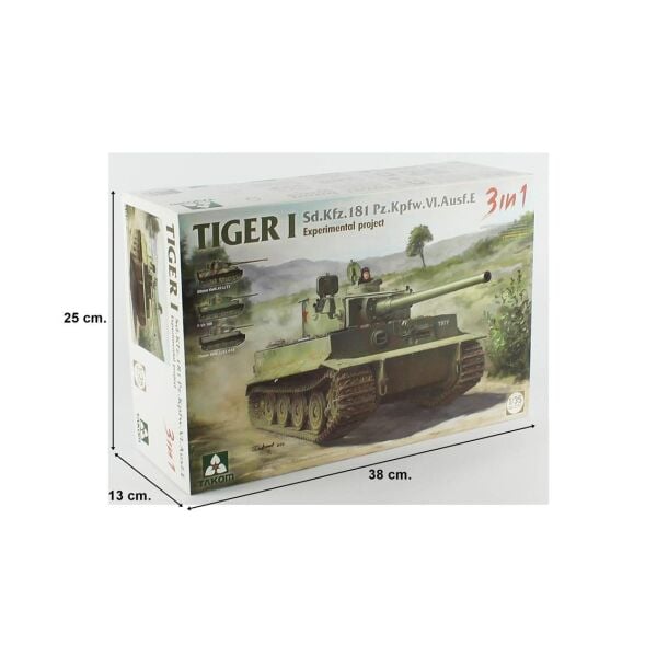 Takom 2192 1/35 Ölçek, TIGER I Sd.Kfz.181 Pz.Kpfw.VI.Ausf.E Ağır Tankı (Experimental project 3 in 1), Plastik model Kiti