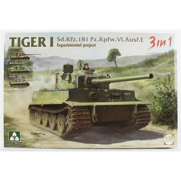 Takom 2192 1/35 Ölçek, TIGER I Sd.Kfz.181 Pz.Kpfw.VI.Ausf.E Ağır Tankı (Experimental project 3 in 1), Plastik model Kiti