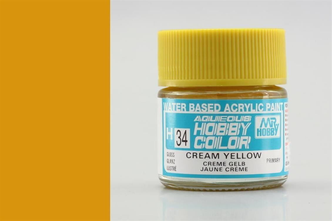Mr.Hobby H-034 10 ml. Cream Yellow, Aqueous Serisi Model Boyası
