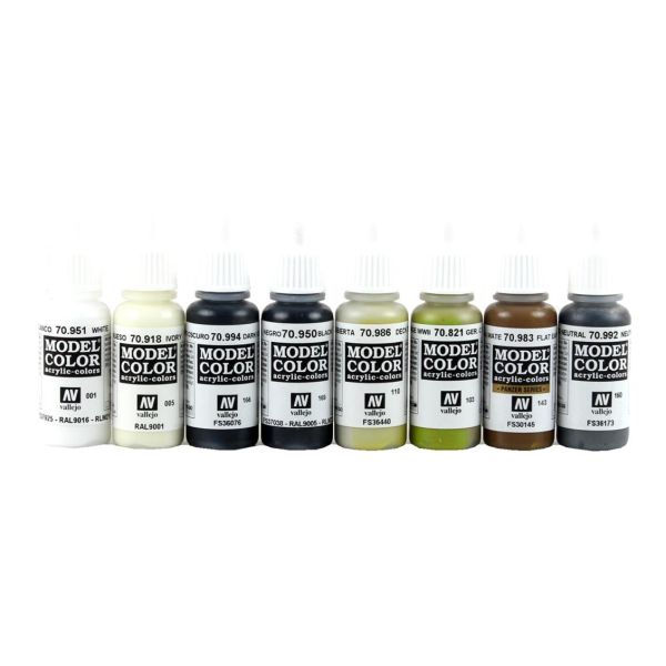 Vallejo 70151 8x17 ml. Black & White, by Angel Giraldez, Model Color Serisi Model Boyası Seti