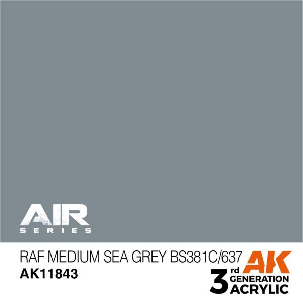 AK 11843 17 ml. RAF Medium Sea Grey BS381C/637, Aircraft Serisi 3GEN Akrilik Model Boyası