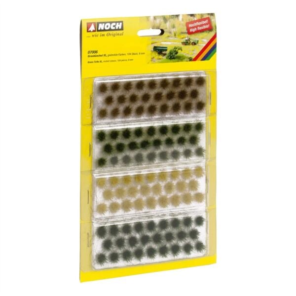 Noch 7006 XL Çimen Kümeleri, Donuk Renkli, 9 mm, 104 Adet, Diorama Malzemesi
