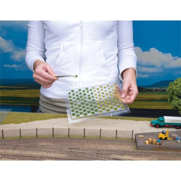 Noch 7006 XL Çimen Kümeleri, Donuk Renkli, 9 mm, 104 Adet, Diorama Malzemesi