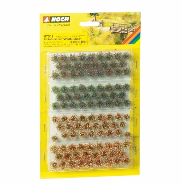 Noch 7012 Kesme Çiçekli Çimen Kümeleri, 6 mm. 52 Adet, 9 mm. 52 Adet, Diorama Malzemesi