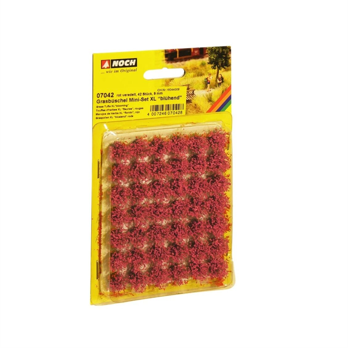 Noch 7042 Çiçeklenen Çayır Öbekleri, Kırmızı-Yeşil Tonları, Mini Set XL, 42 adet, 9 mm Diorama Malzemesi