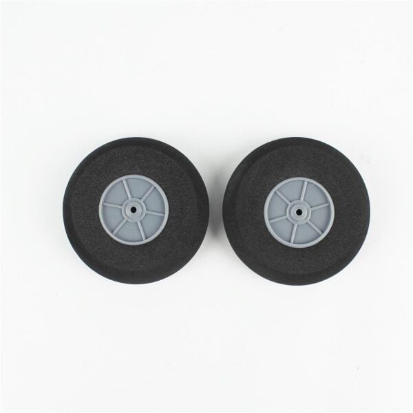 Haoye HY006-00112 Süper Hafif Tekerlek, Sünger Lastikli, Gri Jantlı, Dış Çap 75mm.× Göbek 3mm× Genişlik 20mm, 12.6 gr, 2 Adet