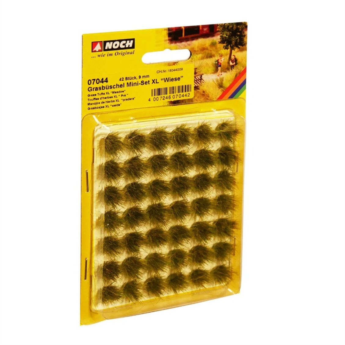 Noch 7044 Çayır Öbekleri, Yeşil-Kahve Tonları, Mini Set XL, 42 adet, 9 mm Diorama Malzemesi