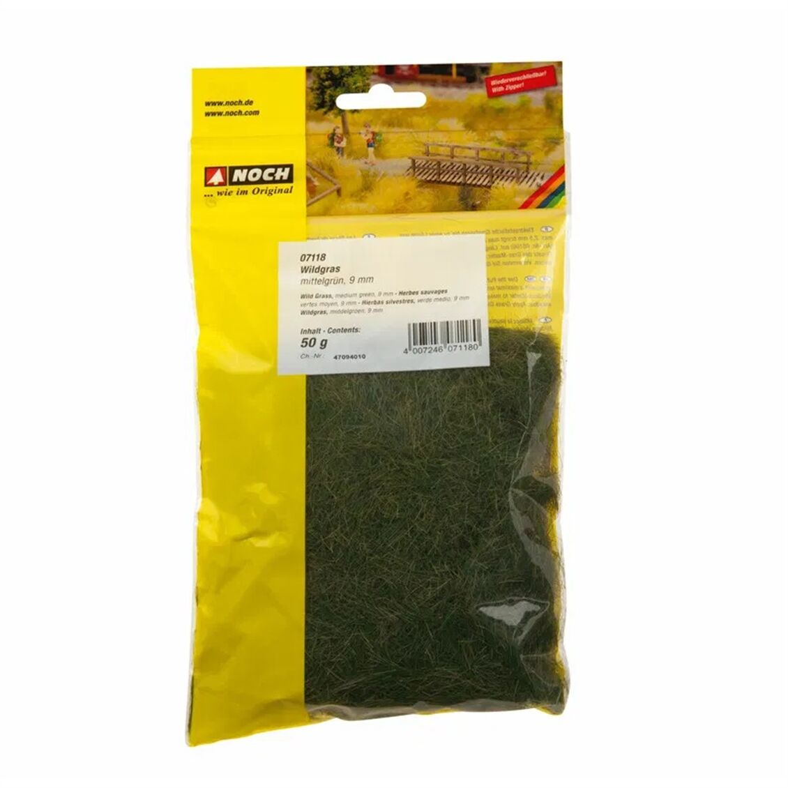 Noch 7118 Statik Çayır Dokusu, Yeşil Tonları, 9 mm, 50 Gram, Diorama Malzemesi