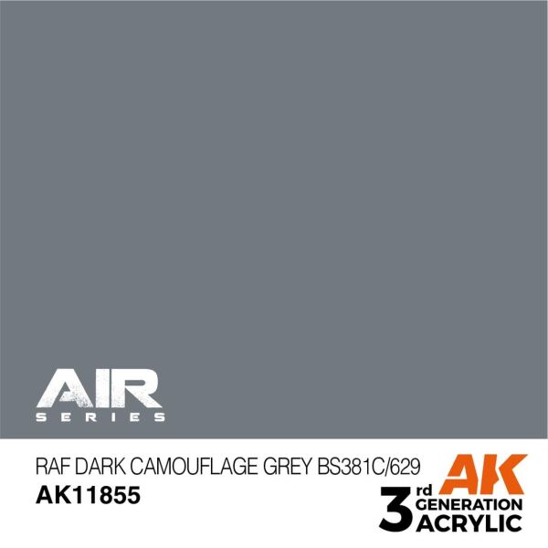 AK 11855 17 ml. RAF Dark Camouflage Grey BS381C/629, Aircraft Serisi 3GEN Akrilik Model Boyası