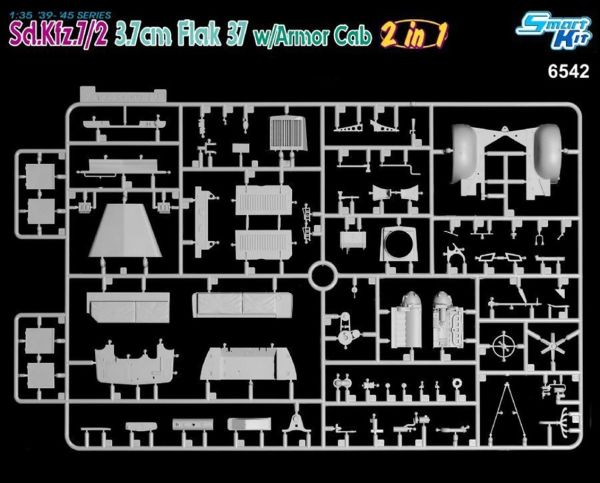 Dragon 6542 1/35 Ölçek, Sd.Kfz.7/2 3.7cm FlaK 37 Uçaksavar Kamyonu Plastik Model Kiti