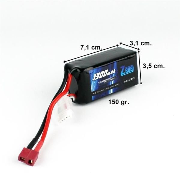 Zeee Power FPV 4S, 14.8 Volt, 1300 mAh, 120C, T-Deans Fişli, Li-Po Pil Grubu