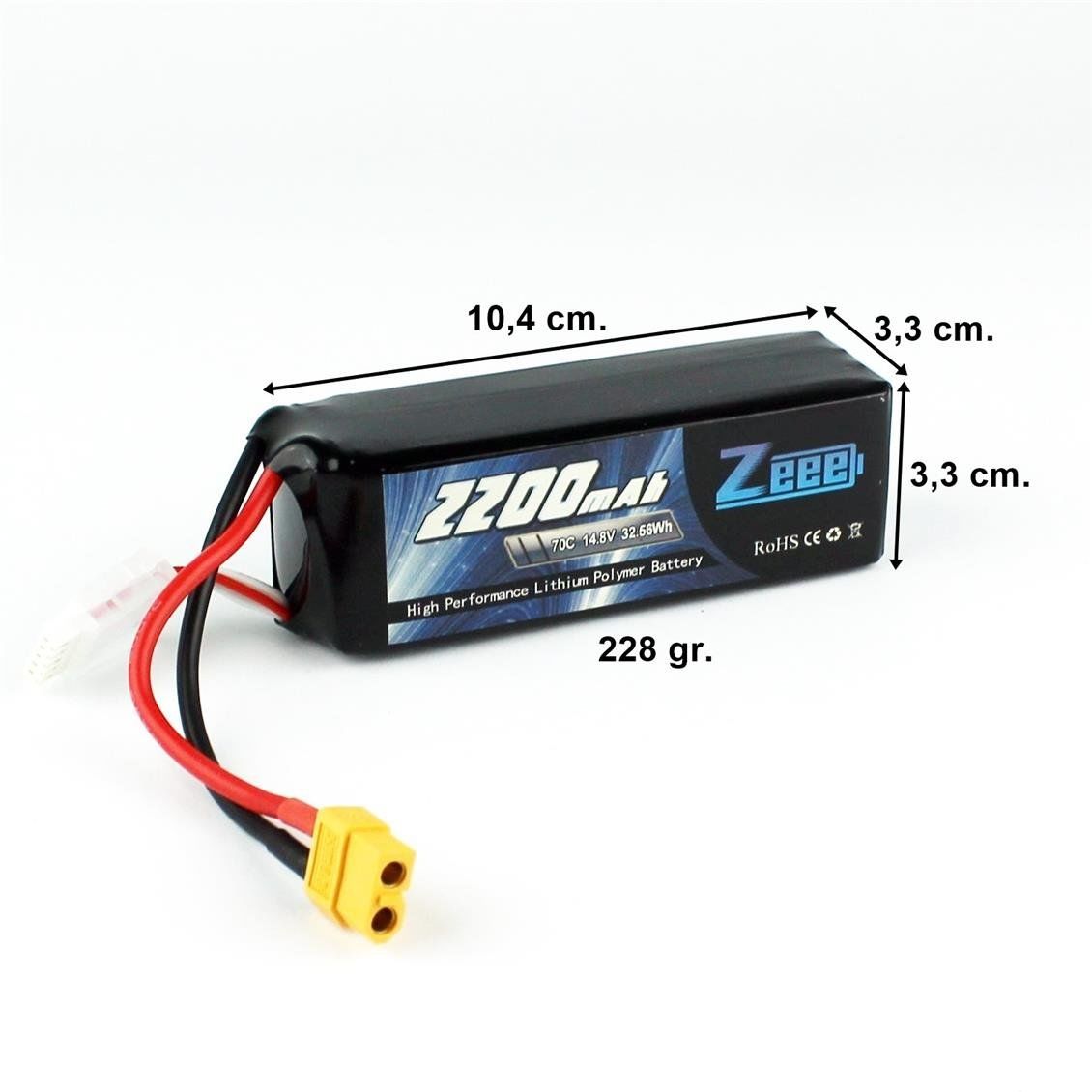 Zeee Power 4S, 14.8 Volt, 2200 mAh, 70C, XT60 Fişli, Li-Po Pil Grubu