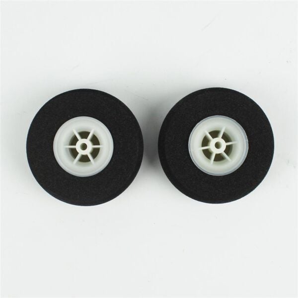 Haoye HY006-00502 Süper Hafif Tekerlek, Sünger Lastikli, Beyaz Jantlı, Dış Çap 55mm.× Göbek 3.5mm× Genişlik 19mm, 2 Adet