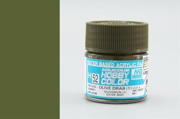Mr.Hobby H-052 10 ml. Olive Drab (1), Aqueous Serisi Model Boyası