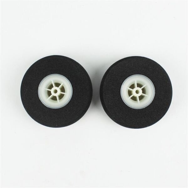 Haoye HY006-00503 Süper Hafif Tekerlek, Sünger Lastikli, Beyaz Jantlı, Dış Çap 60mm.× Göbek 3.5mm× Genişlik 19mm, 2 Adet