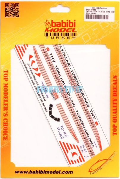 Babibi DAT01083 1/144 Ölçek, Thy, Airbus A320, Retro Şema, Dekal Çıkartma