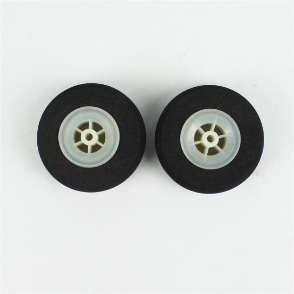 Haoye HY006-00505 Süper Hafif Tekerlek, Sünger Lastikli, Beyaz Jantlı, Dış Çap 60mm.× Göbek 4mm× Genişlik 21mm, 2 Adet