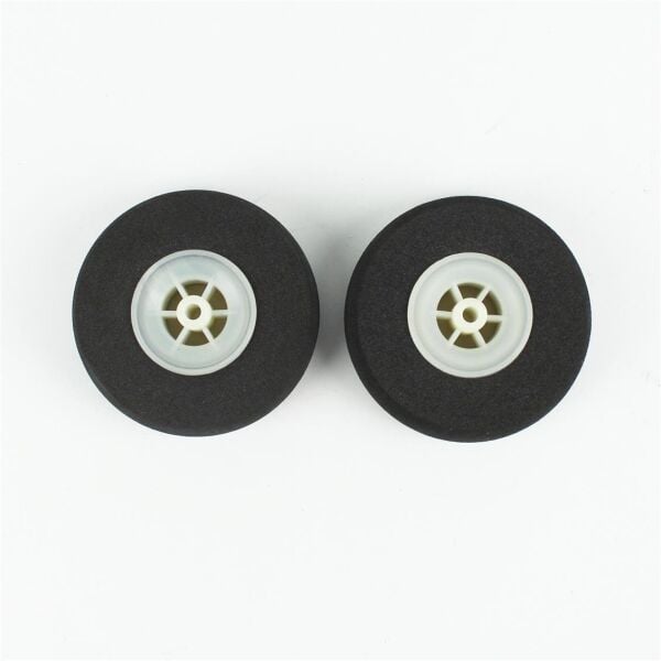 Haoye HY006-00506 Süper Hafif Tekerlek, Sünger Lastikli, Beyaz Jantlı, Dış Çap 65mm.× Göbek 4mm× Genişlik 21mm, 2 Adet