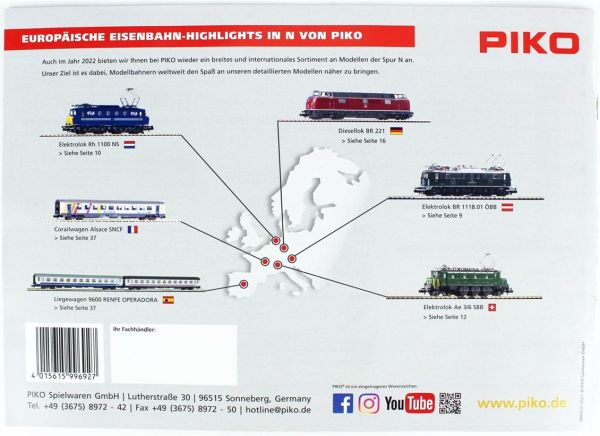 Piko 99692 1/160 Ölçek, N Ürün Katalogu 2022, Almanca