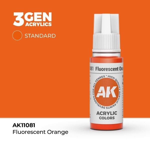 AK 11081 17 ml. Fluorescent Orange, 3GEN Akrilik Model Boyası
