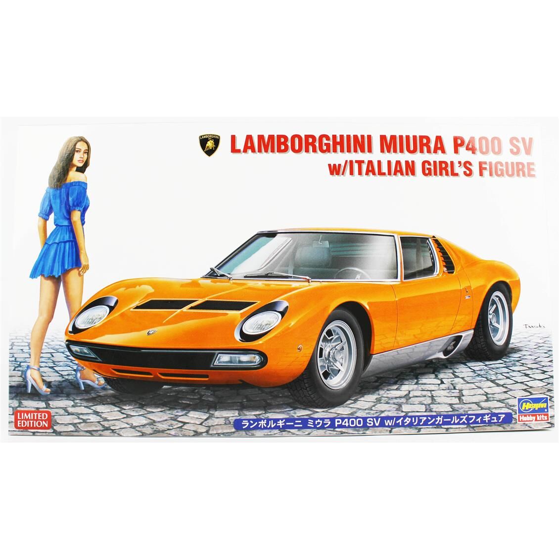 Hasegawa 20423 1/24 Ölçek, Lamborghini Miura P400 SV ve İtalyan Kız Figürü,Otomobil Plastik Model Kiti