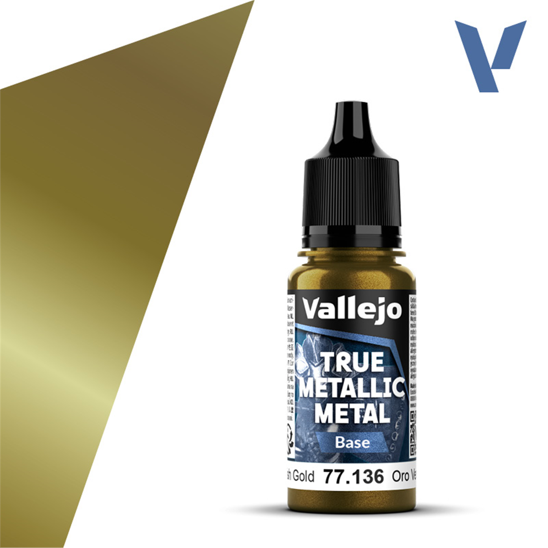 Vallejo 77136 18 ml. Greenish Gold, Base, True Metallic Metal (TMM) Serisi Model Boyası