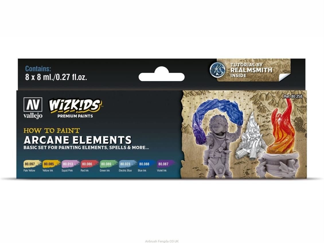 Vallejo 80258 8x8 ml. Arcane Elements, Wizkits Serisi Model Boyası Seti