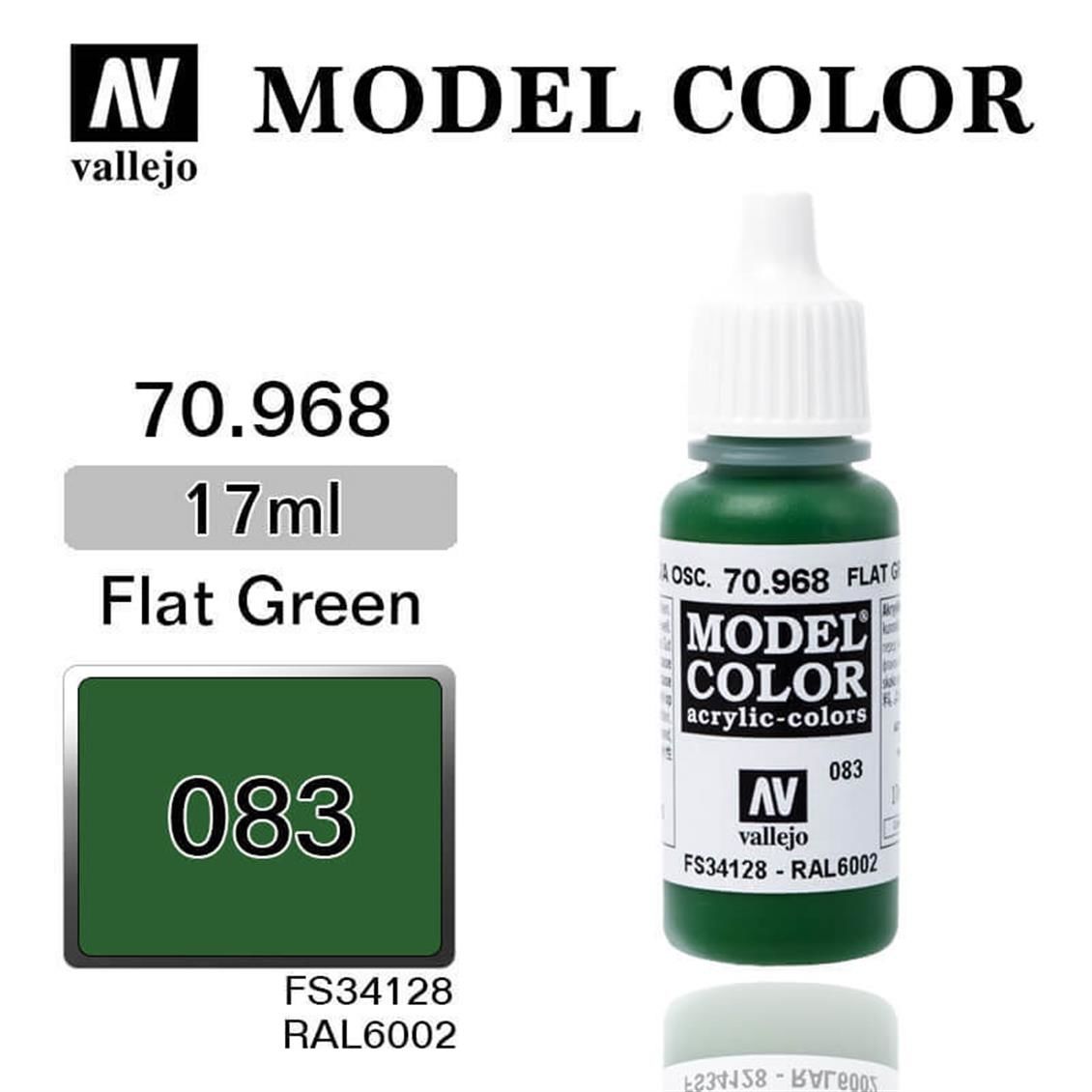 Vallejo 70968 17 ml. (83) Flat Green-Matt, Model Color Serisi Model Boyası