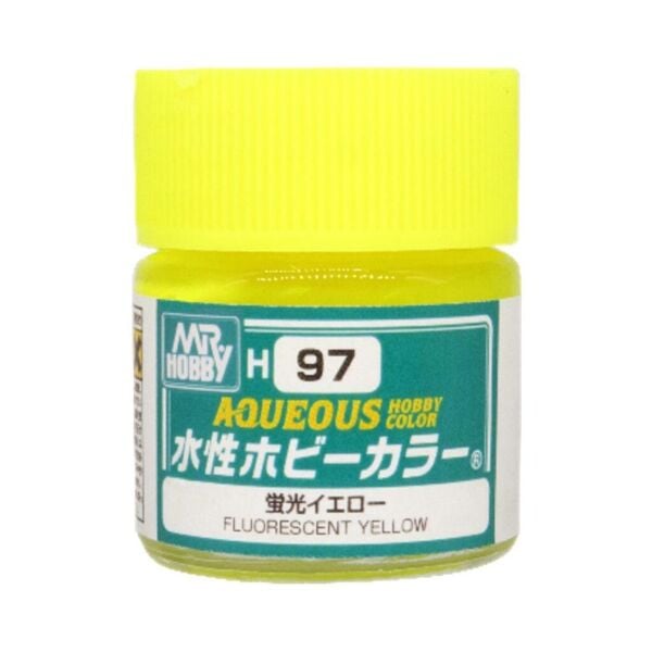 Mr.Hobby H-097 10 ml. Fluorescent Yellow, Aqueous Serisi Model Boyası