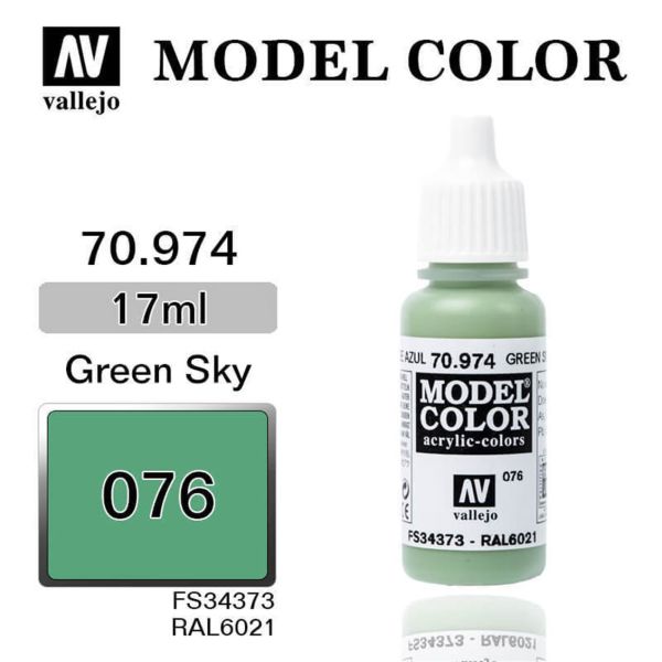 Vallejo 70974 17 ml. (76) Green Sky-Matt, Model Color Serisi Model Boyası