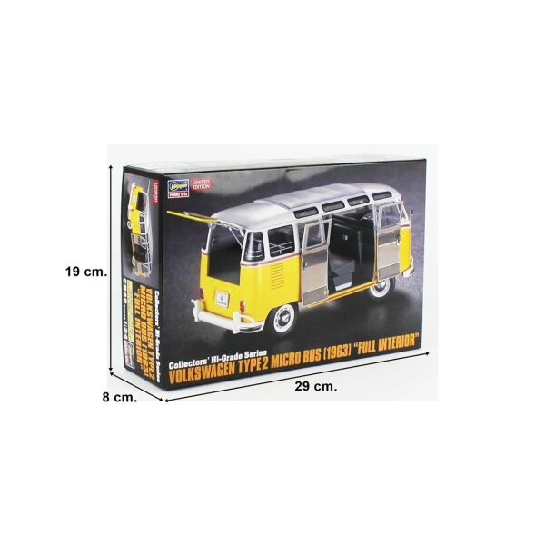 Hasegawa CH48 51048 1/24 Ölçek, Volkswagen Type2 Micro Bus (1963) (Komple İç Detaylı), Otomobil Plastik Model Kiti