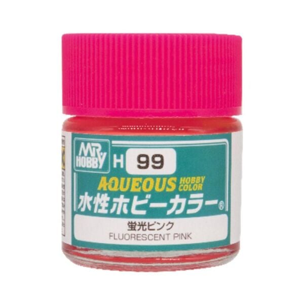 Mr.Hobby H-099 10 ml. Fluorescent Pink, Aqueous Serisi Model Boyası