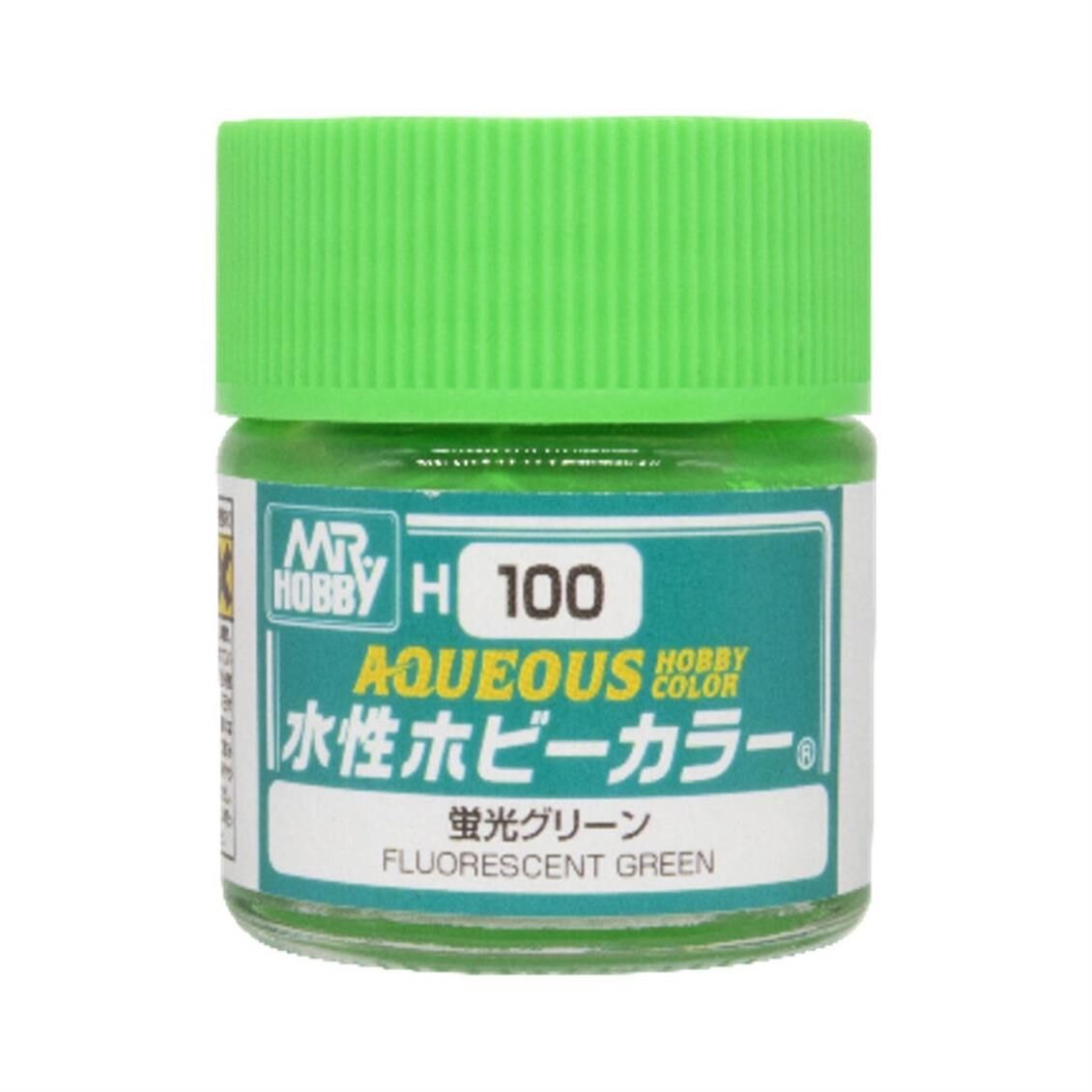 Mr.Hobby H-100 10 ml. Fluorescent Green, Aqueous Serisi Model Boyası