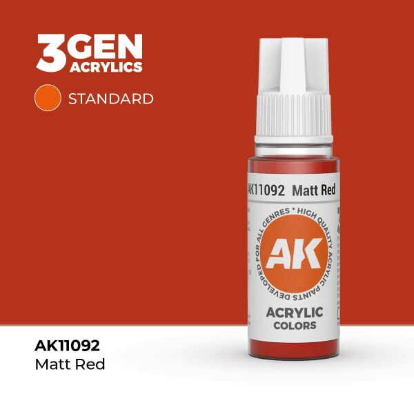 AK 11092 17 ml. Matt Red, 3GEN Akrilik Model Boyası