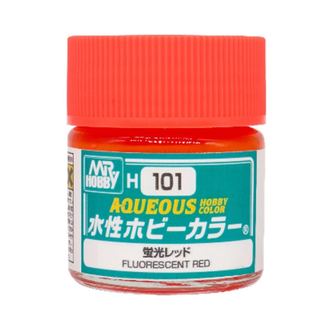 Mr.Hobby H-101 10 ml. Fluorescent Red, Aqueous Serisi Model Boyası
