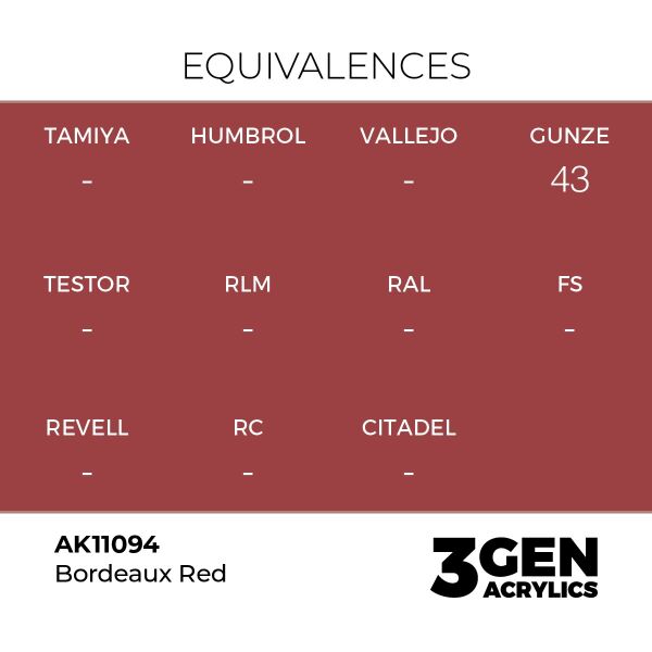 AK 11094 17 ml. Bordeaux Red, 3GEN Akrilik Model Boyası