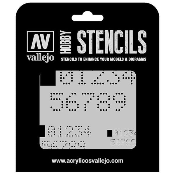 Vallejo ST-SF004 1/72-1/48-1/32-1/35 Ölçek, Dijital Numara Şemaları Esnek Boya Şablonu