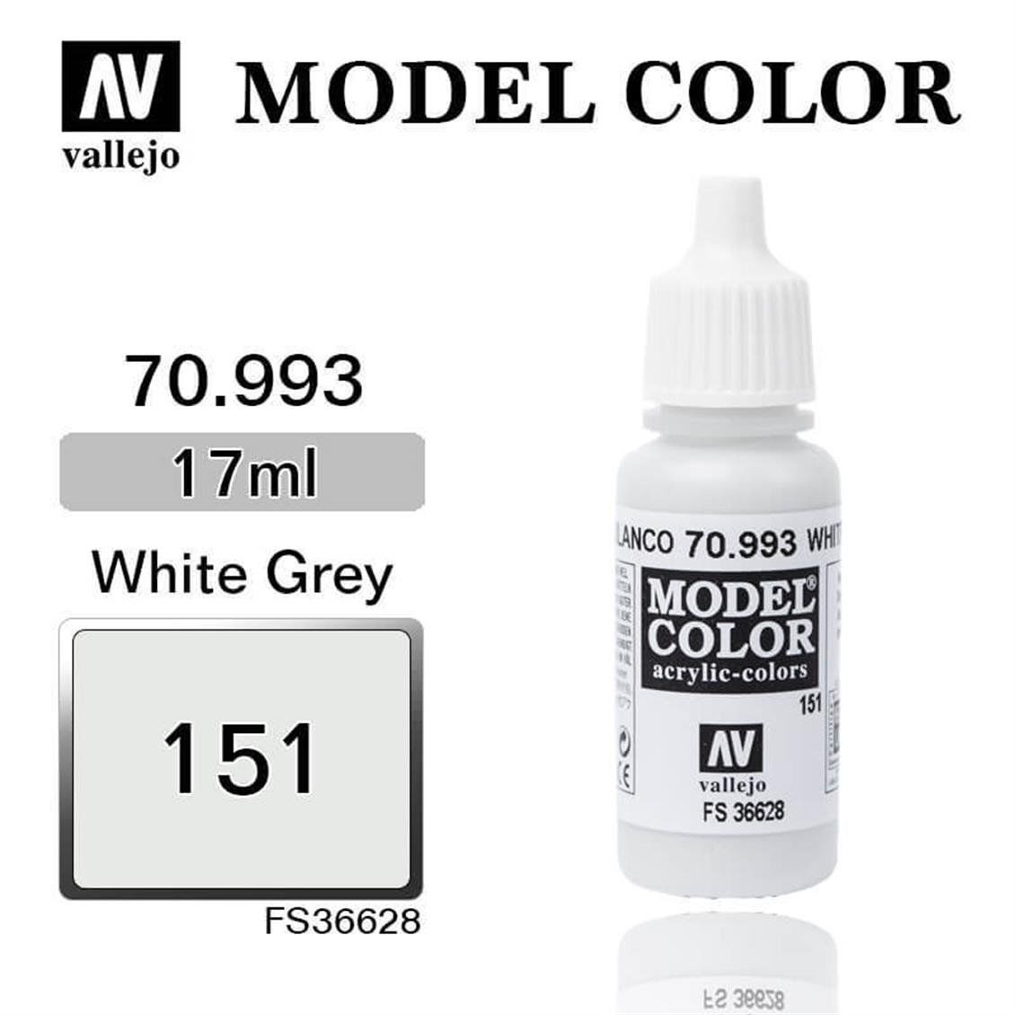 Vallejo 70993 17 ml. (151) White Grey-Matt, Model Color Serisi Model Boyası