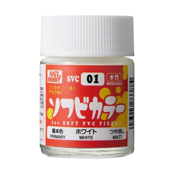 Mr.Hobby SVC-01 18 ml. Soft Vinyl Color, White, Aqueous Serisi Model Boyası