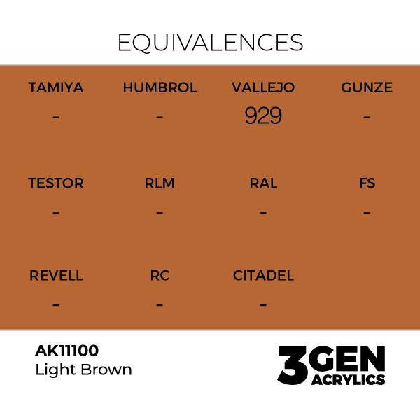 AK 11100 17 ml. Light Brown, 3GEN Akrilik Model Boyası