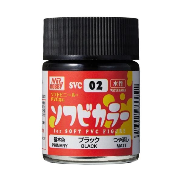 Mr.Hobby SVC-02 18 ml. Soft Vinyl Color, Black, Aqueous Serisi Model Boyası
