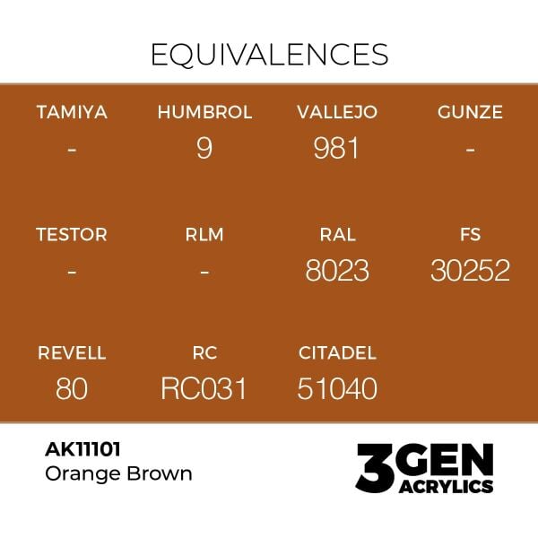 AK 11101 17 ml. Orange Brown, 3GEN Akrilik Model Boyası