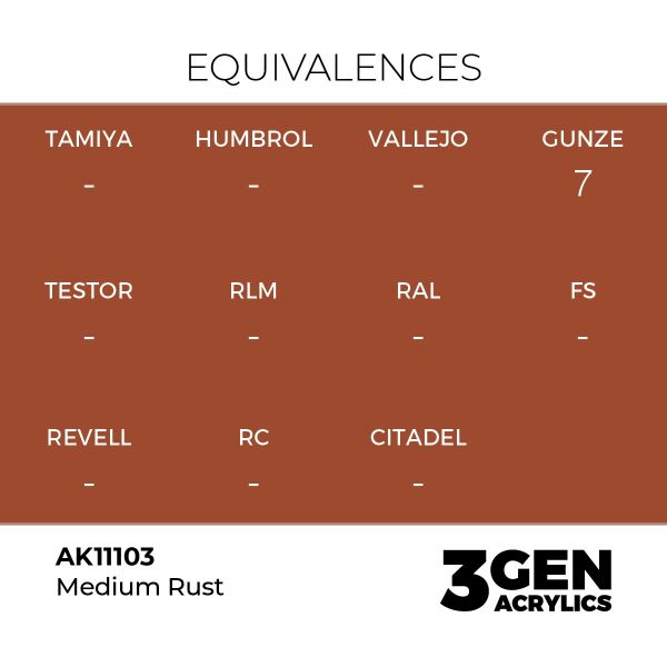 AK 11103 17 ml. Medium Rust, 3GEN Akrilik Model Boyası