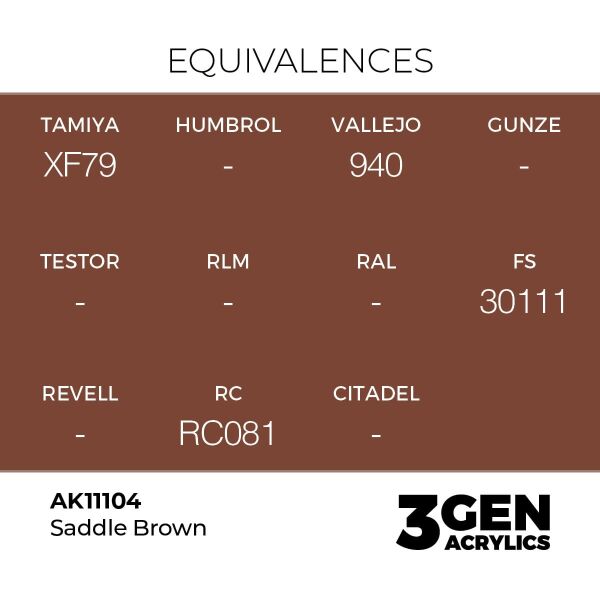 AK 11104 17 ml. Saddle Brown, 3GEN Akrilik Model Boyası