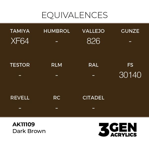 AK 11109 17 ml. Dark Brown, 3GEN Akrilik Model Boyası