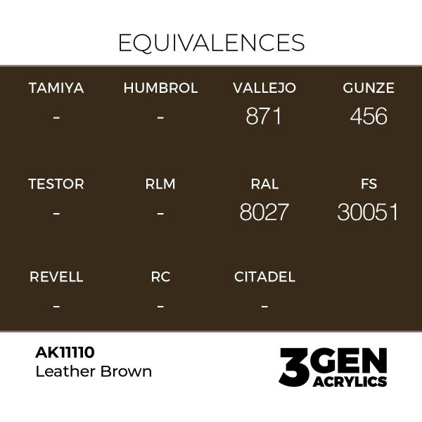 AK 11110 17 ml. Leather Brown, 3GEN Akrilik Model Boyası