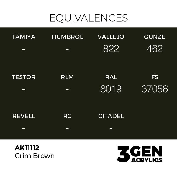 AK 11112 17 ml. Grim Brown, 3GEN Akrilik Model Boyası